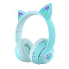 CAT MAGIC - Audifonos para niña con orejas de gato iluminadas bluetooth Azules