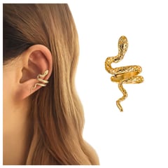 GENERICO - Arete Ear Cuff Simulador Serpiente Dorada