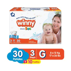 WINNY - Pañal Ultratim Sec Etapa 3 X 30und + 10 Toallitas