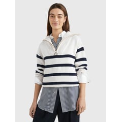 TOMMY HILFIGER - Saco Amplio De Rayas Con Cierre Para Mujer