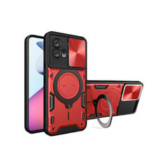 GENERICO - Funda Prot Camara Con Soporte Compatible Motorola G72 Rojo