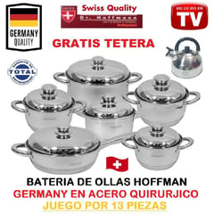 SWISSBRAND - Juego de ollas acero quirurgico bateria 13 pcs, suizas, gratis tetera