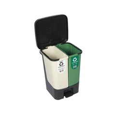 GENERICO - Caneca Papelera Basurera Dual 40L Blanca-Verde