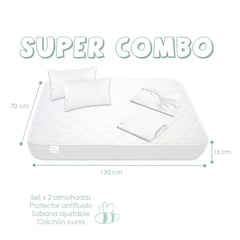 ALOHA BABY - Combo Colchon para Cuna de Bebe 130X70x15