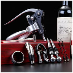 GENERICO - Kit Sacacorchos Catador De Vino Tinto Con Accesorios Estuche