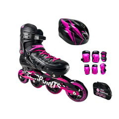 ROLLER - Combo Patines Points Con Protecciones L Fucsia