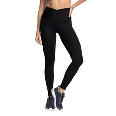 LEONISA - Legging deportivo de control con pretina cruzada en forma de V