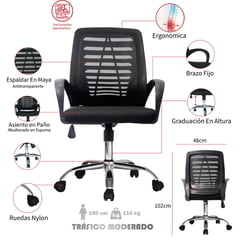 MUEBLESYA - Silla de Oficina Belmira Ergonómica Basculante Cromo