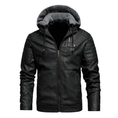 GENERICO - Chaqueta Hombre Cuero Sintético Smooth-Negro