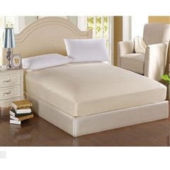 GENERICO - Sabana ajustable y 1 fundas cama sencillo beige 30 cms