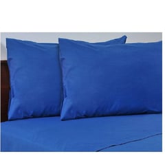 GENERICO - Sabana ajustable y 1 fundas cama sencillo azul rey 30 cms