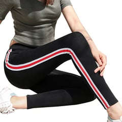 FRIOLENTA - Jogger Térmico Legging Interior Fleece Sudadera Rayas blanco rojo..