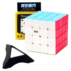 QIYI - Cubo Rubik 4x4 Stickerless Speed Cube Original Con Base