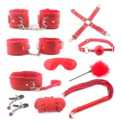 GENERICO - Kit erótico Bondage Sado sexual 10 piezas Rojo BDSM parejas