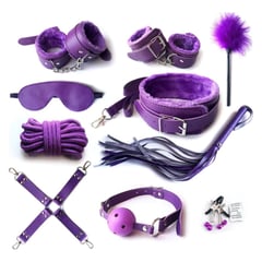 GENERICO - Kit erótico Bondage Sado sexual 10 piezas Morado BDSM parejas