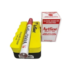 ARTLINE - Marcador Borrable Recargable Tinta Borrador Tablero Rojo