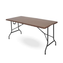 ASIA IMPORT - Mesa plegable Plastica 180x74cm Tipo Portafolio CAFE CLARO