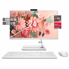 LENOVO - TODO EN UNO AIO 3 AMD RYZEN 5-7530U SSD 1TB RAM 32GB LED 24" FHD