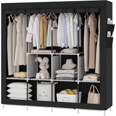 ONE PIXEL - Closet Armario Doble Grande Desarmable Portatil Con Forro - Negro