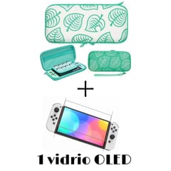 NINTENDO SWITCH - Estuche Animal Crossing + Vidrio Compatible Con Switch Oled