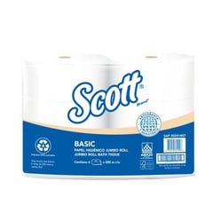 SCOTT - Papel Higienico Jumbo Basic Hoja Sencilla Blanco 500 Mt