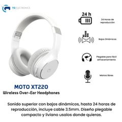 MOTOROLA - Audifono Diadema XT220 Hasta 24 hrs de Música Color Blanco