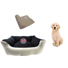 HALLY PET - Cama impermeable mediana cobija térmica grande Beige.