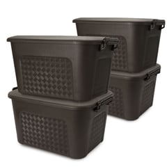 ENERGY PLUS - Set x4 Cajoneras grandes plásticas organizadoras con tapa 23L Café