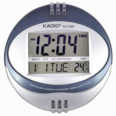 KADIO - Reloj Pared Digital Kd3806 Hora Fecha Alarma Termometro Redondo