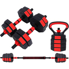 FITNICS - Mancuernas Pesas Ajustables Set 15kg 3en1 +barra +kettlebell