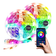 MAXWELL - Cinta Tira Luces Led Rgb Bluetooth 15 Metros Total +conector