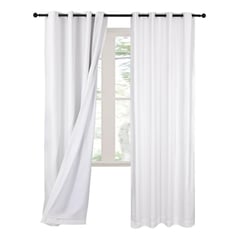 CASATUA - Cortina 100% Blackout Engomada Termica Set 2 140x220 - Blanco