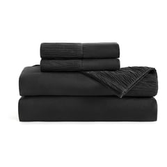 CASATUA - Sabanas King Hotel Suave 1800 + 2 Fundas Almohada - Negro