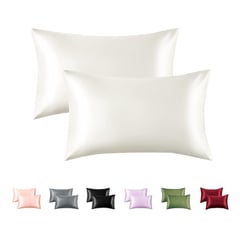 CASATUA - Funda Almohada Satin Saten Tipo Seda Set X2 Unids - Blanco - 76x50