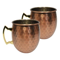 CASATUA - Vasos Cobre Moscow Mule Vintage Set De 2 Mugs 500ml