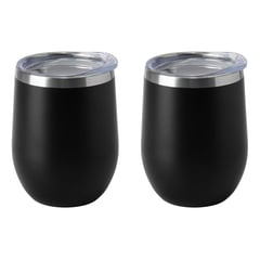 CASATUA - Vasos Termicos Acero Inoxidable Frío Y Calor 340ml Set De 2 - Negro