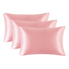 CASATUA - Funda Almohada Satin Tipo Seda Set 3 Unidades 50x76cm - Rosa - 76x50