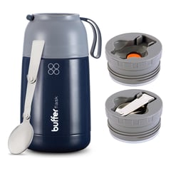 BUFFER FLASK - Termo Comida Y Liquido Buffer Multiproposito 630ml +cuchara - Azul