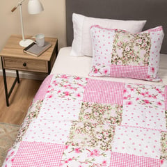 CASATUA - Cubrelecho Edredon Quilt Sencillo Estampado Doble Faz +funda