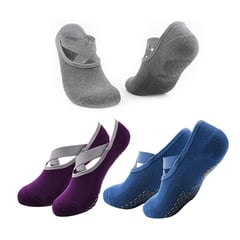 FITNICS - Medias Antideslizantes Yoga Pilates Set 3 Pares - Gris