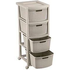 RIMAX - Cajonero Apariencia Rattan 4 Gavetas Altas Taupe