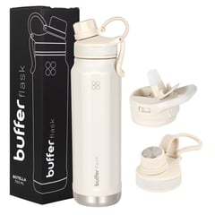 BUFFER FLASK - Termo Botella Agua Termica Acero Inox Buffer+Tapas - Blanco-