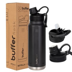 BUFFER FLASK - Termo Botella Termica Agua Acero InoxBuffer1l+tapas - Negro