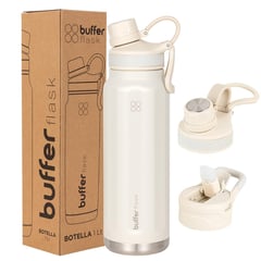 BUFFER FLASK - Termo Botella Termica Agua Acero InoxBuffer1l+tapas - Blanco