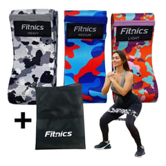 FITNICS - Bandas Elasticas Resistencia Tela Estampada Set X 3 - Gris