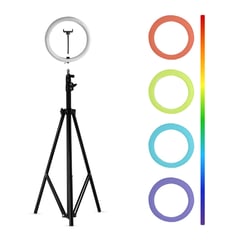 GENERICO - Aro de Luces de colores de 33 cm con trípode de 1.8 metros