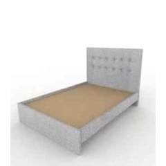 URBAN HOME - Base cama desarmable con cabecero tapizada 140 x 190 - Gris