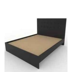 URBAN HOME - Base cama desarmable con cabecero tapizada 160 x 190 - Negro