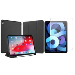 GENERICO - Forro Smart Case + Vidrio iPad Air 5 2022 M1 Con Espacio Lapiz Negro