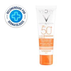 VICHY - Protector Solar Capital Soleil Antimanchas 3 en 1 SPF50+ con Agua Termal de 50ml